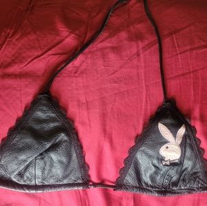 Playboy leather halter bra